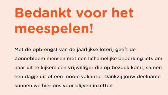Bedankt Zonnebloemloterij 2023